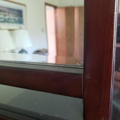 Two Toned Wooden Dresser with Mirror and Glass Top (PB-KD)