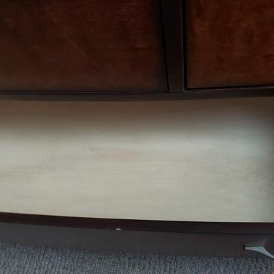 Two Toned Wooden Dresser with Mirror and Glass Top (PB-KD)