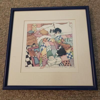 "Waiting" & "Sleeping Arrangements With Cats" by F. Greenberg - Signed & Numbered Prints (PB-BM)