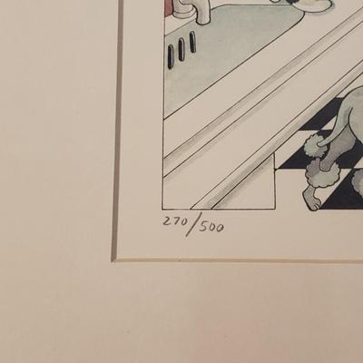 "Waiting" & "Sleeping Arrangements With Cats" by F. Greenberg - Signed & Numbered Prints (PB-BM)