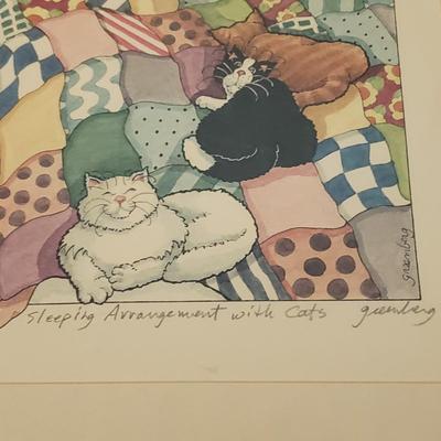 "Waiting" & "Sleeping Arrangements With Cats" by F. Greenberg - Signed & Numbered Prints (PB-BM)