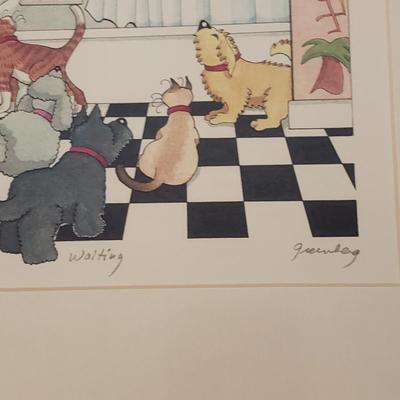"Waiting" & "Sleeping Arrangements With Cats" by F. Greenberg - Signed & Numbered Prints (PB-BM)