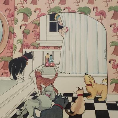 "Waiting" & "Sleeping Arrangements With Cats" by F. Greenberg - Signed & Numbered Prints (PB-BM)