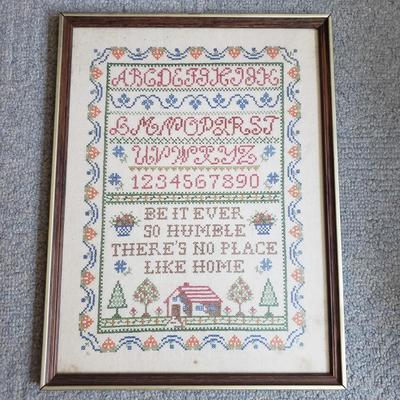 Two Framed Cross-Stitch Alphabet Samplers (GB-KD)
