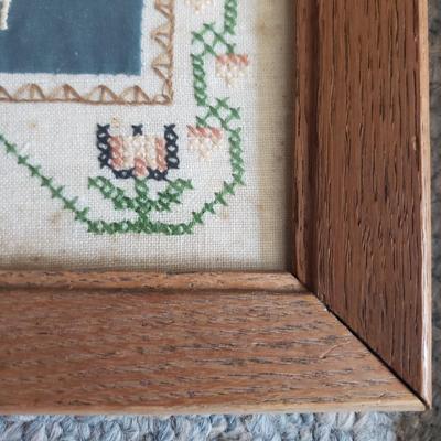 Two Framed Cross-Stitch Alphabet Samplers (GB-KD)