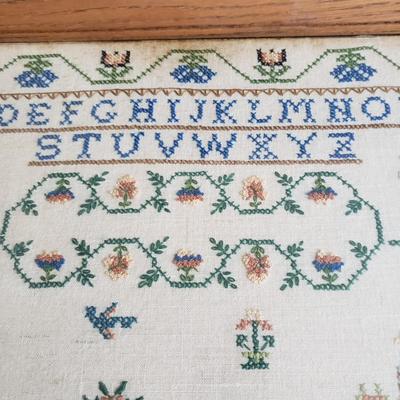 Two Framed Cross-Stitch Alphabet Samplers (GB-KD)