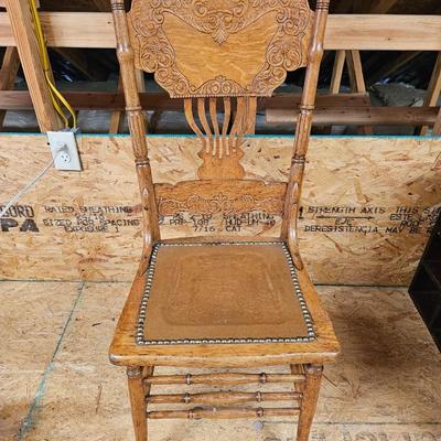 Antique Pressed Back & Seat Chair