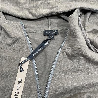 Coco + Carmen Olive Ruffle zip hoodie New!