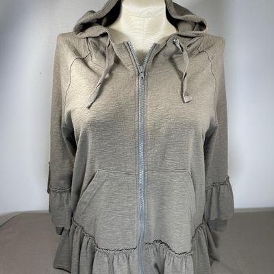 Coco + Carmen Olive Ruffle zip hoodie New!
