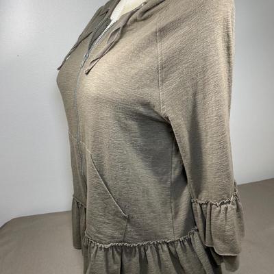 Coco + Carmen Olive Ruffle zip hoodie New!