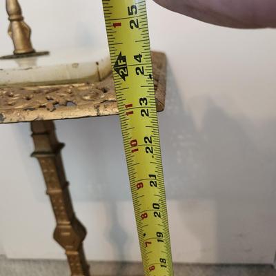 Antique Rembrandt Art Deco Cast Iron Marble Onyx Heavy Smoking Stand Table 14x14x24"H + (7") Finial