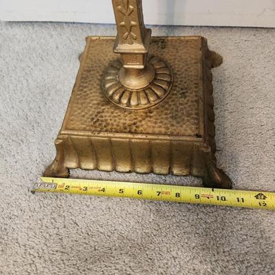 Antique Rembrandt Art Deco Cast Iron Marble Onyx Heavy Smoking Stand Table 14x14x24"H + (7") Finial
