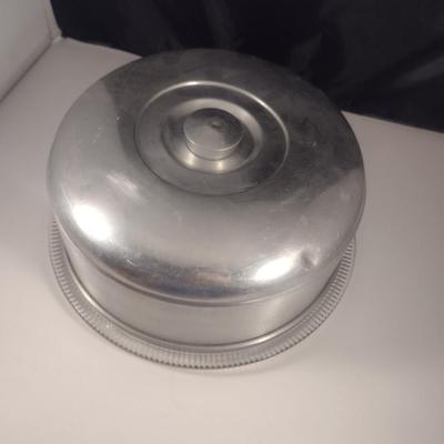 Glass Cake Plate with Aluminum Dome Cover