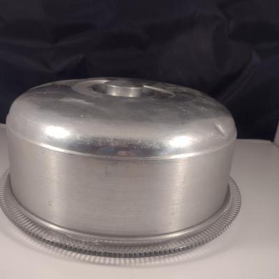 Glass Cake Plate with Aluminum Dome Cover