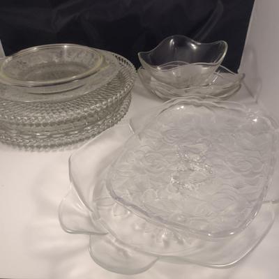Collection of Assorted Glass Serve Ware- Platters, Bowls, etc.