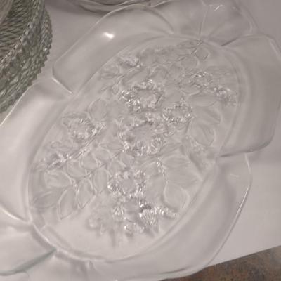 Collection of Assorted Glass Serve Ware- Platters, Bowls, etc.