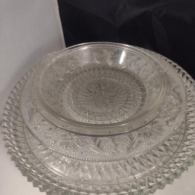 Collection of Assorted Glass Serve Ware- Platters, Bowls, etc.