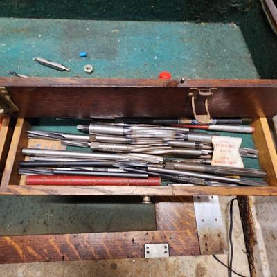 Vintage Wood Machinist Tool Chest includes Books and Contents shown 31x8x14H