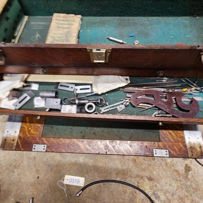 Vintage Wood Machinist Tool Chest includes Books and Contents shown 31x8x14H