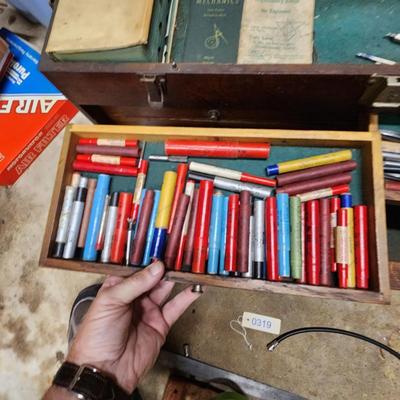 Vintage Wood Machinist Tool Chest includes Books and Contents shown 31x8x14H