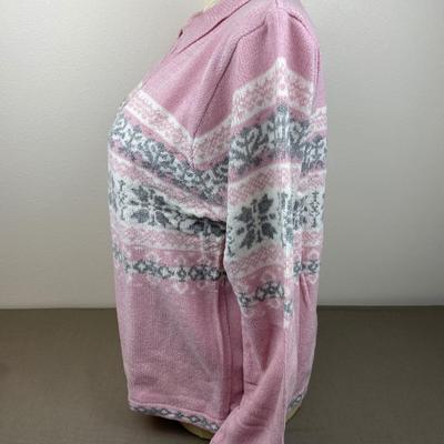 New Pink Zip Front Sweater Size XL