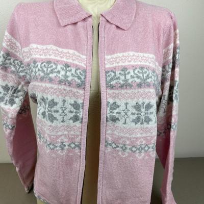 New Pink Zip Front Sweater Size XL