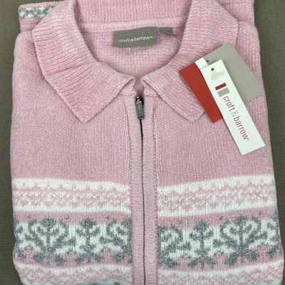 New Pink Zip Front Sweater Size XL
