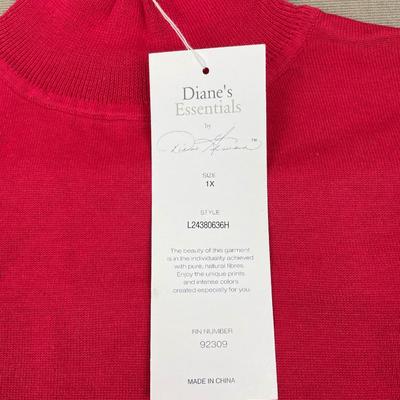 New Red Silk Blend Fine Gauge Sweater 1X