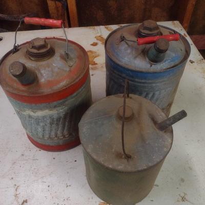 Set of Three Vintage Galvanized Fuel Cans