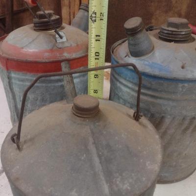 Set of Three Vintage Galvanized Fuel Cans