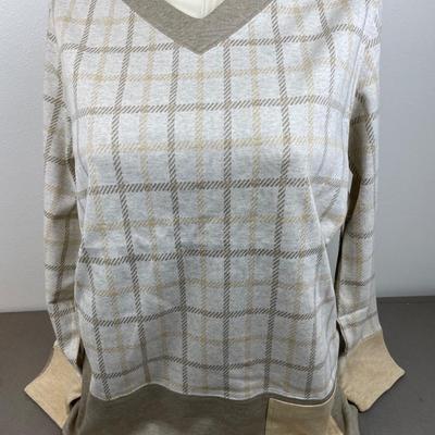 New V-neck Tan Knit 100% Cotton Top L