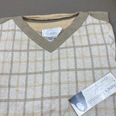 New V-neck Tan Knit 100% Cotton Top L