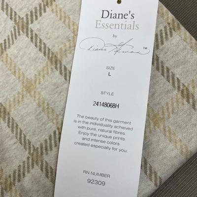 New V-neck Tan Knit 100% Cotton Top L