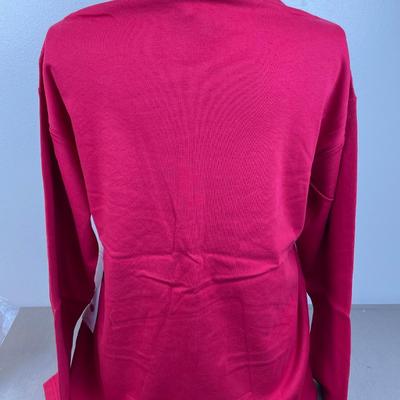 New Red Button down Embroidered Knit Top L