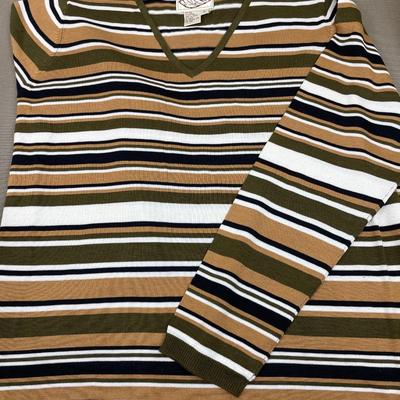 New Carmel/Olive Silk blend Fine Gauge Sweater L