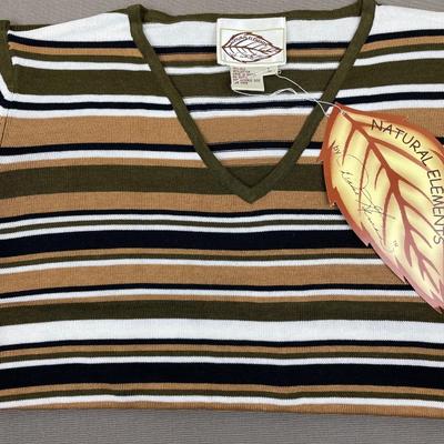 New Carmel/Olive Silk blend Fine Gauge Sweater L