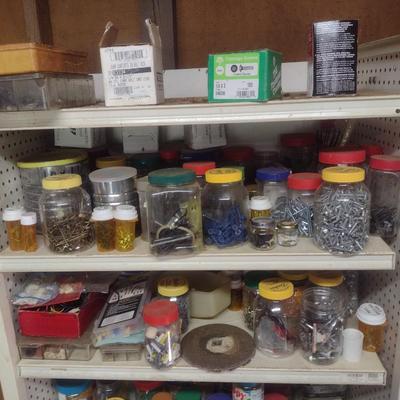 Large Assortment of Hardware and Fasteners Includes the Shelf