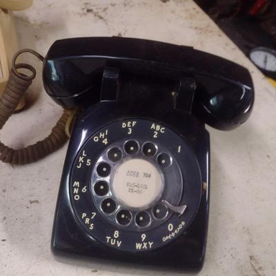 Set of Three Vintage Land Line Telephones Rotary Dial and Push Dial