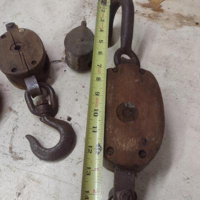 Collection of Vintage Various Sized Barn Pulleys Choice A