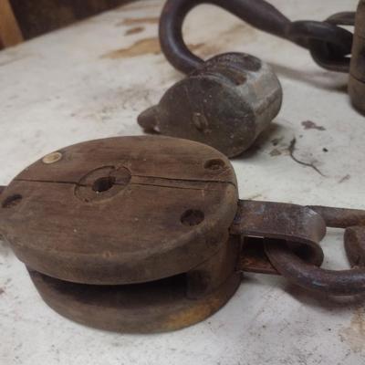 Collection of Vintage Various Sized Barn Pulleys Choice A