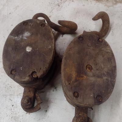 Pair of Vintage Barn Pulleys Choice B