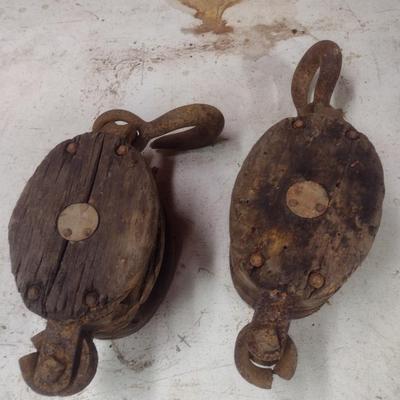 Pair of Vintage Barn Pulleys Choice B