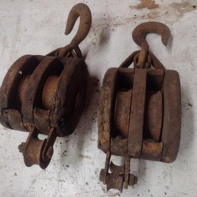 Pair of Vintage Barn Pulleys Choice B