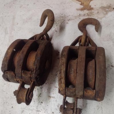Pair of Vintage Barn Pulleys Choice B