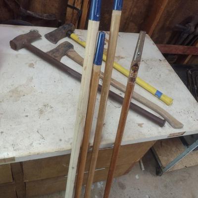 Collection of Mauls, Sledgehammer and New Hand Tool Wood Handles