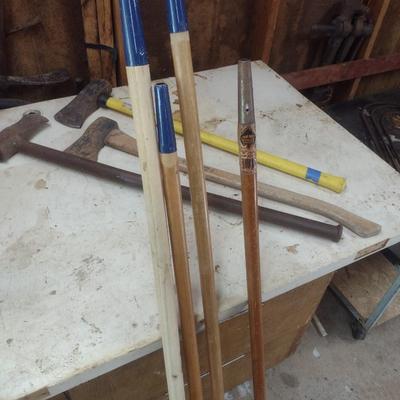 Collection of Mauls, Sledgehammer and New Hand Tool Wood Handles
