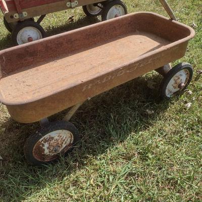 Pair of Vintage Child's Pull Wagons Town & Country and Radio Jet