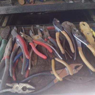 Metal Multi-Slide Drawer Cabinet and Tool Contents (Bottom Red Tool Cabinet Not Included)