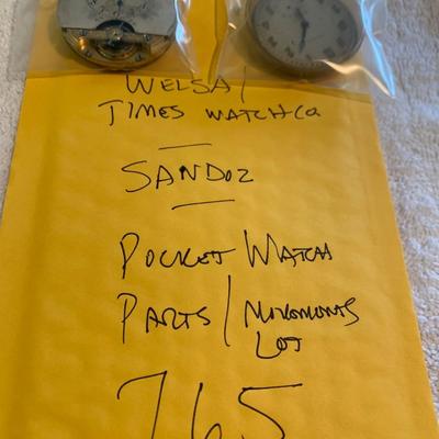Welsa /Sandoz / Times Watch Co Pocket Watch Parts Lot