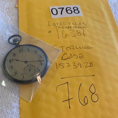Vintage Longines Sterling Silver Pocket Watch